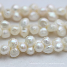 9-10mm Center Drilled Hole Natural Baroque pérola colar Strands (E190032)